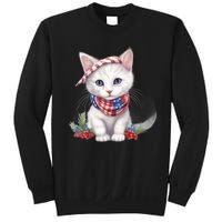 American Cat 4th Of July Cat Patriotic Cats Turkish Angora Kitten Sweatshirt