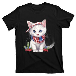 American Cat 4th Of July Cat Patriotic Cats Turkish Angora Kitten T-Shirt