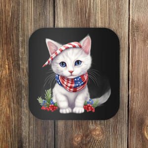 American Cat 4th Of July Cat Patriotic Cats Turkish Angora Kitten Coaster