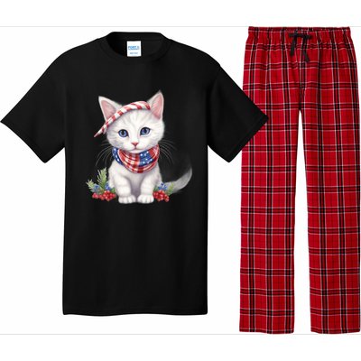 American Cat 4th Of July Cat Patriotic Cats Turkish Angora Kitten Pajama Set