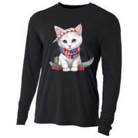 American Cat 4th Of July Cat Patriotic Cats Turkish Angora Kitten Cooling Performance Long Sleeve Crew