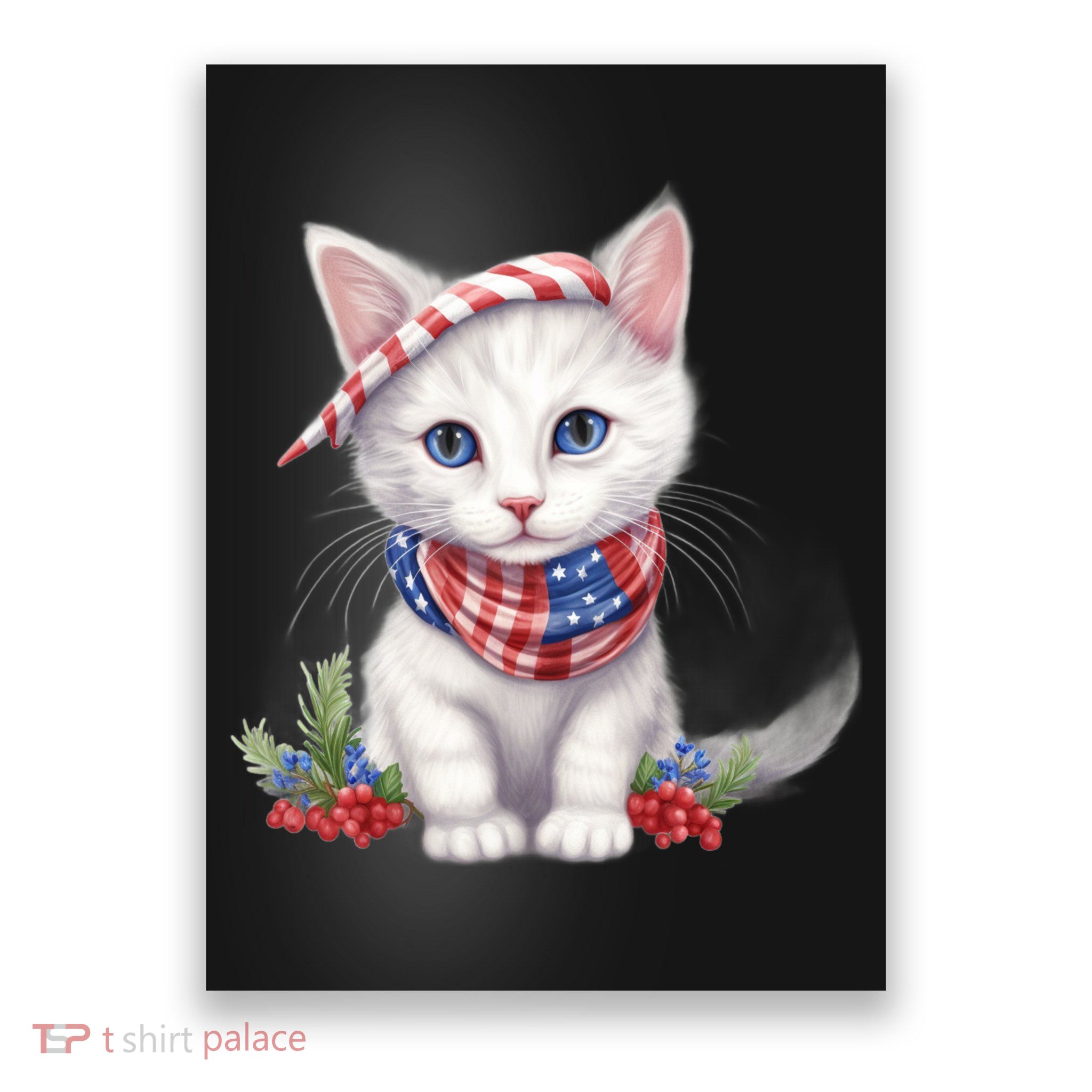American Cat 4th Of July Cat Patriotic Cats Turkish Angora Kitten Poster