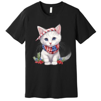 American Cat 4th Of July Cat Patriotic Cats Turkish Angora Kitten Premium T-Shirt