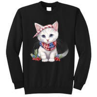 American Cat 4th Of July Cat Patriotic Cats Turkish Angora Kitten Tall Sweatshirt