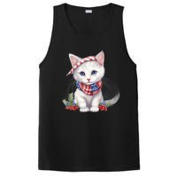 American Cat 4th Of July Cat Patriotic Cats Turkish Angora Kitten PosiCharge Competitor Tank