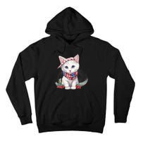 American Cat 4th Of July Cat Patriotic Cats Turkish Angora Kitten Tall Hoodie