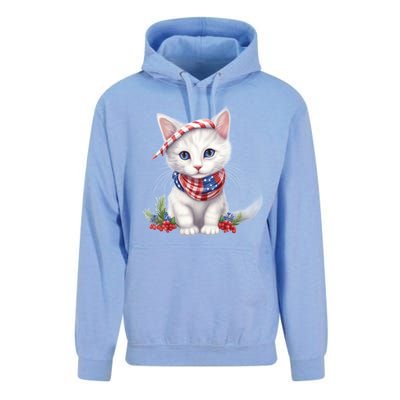 American Cat 4th Of July Cat Patriotic Cats Turkish Angora Kitten Unisex Surf Hoodie