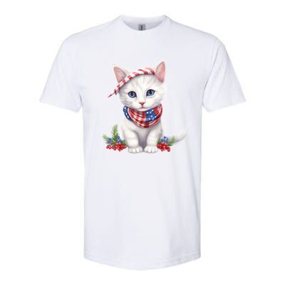 American Cat 4th Of July Cat Patriotic Cats Turkish Angora Kitten Softstyle CVC T-Shirt