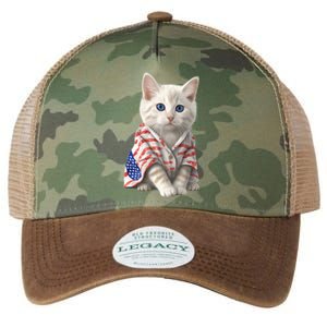 American Cat 4th Of July Cat Patriotic Cats Turkish Angora Kitten Legacy Tie Dye Trucker Hat