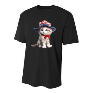 American Cat 4th Of July Cat Patriotic Cats Maine Coon Kitten Youth Performance Sprint T-Shirt