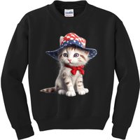 American Cat 4th Of July Cat Patriotic Cats Maine Coon Kitten Kids Sweatshirt