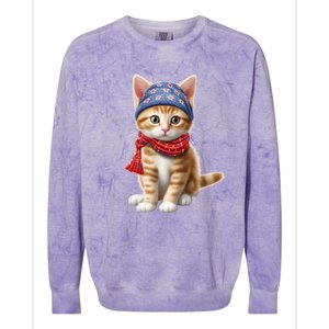 American Cat 4th Of July Cat Patriotic Cats Manx Kitten Colorblast Crewneck Sweatshirt