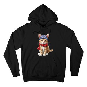 American Cat 4th Of July Cat Patriotic Cats Manx Kitten Hoodie