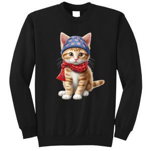 American Cat 4th Of July Cat Patriotic Cats Manx Kitten Sweatshirt