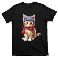 American Cat 4th Of July Cat Patriotic Cats Manx Kitten T-Shirt