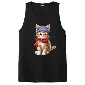 American Cat 4th Of July Cat Patriotic Cats Manx Kitten PosiCharge Competitor Tank