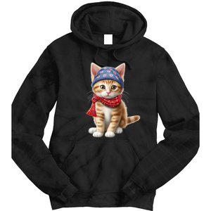 American Cat 4th Of July Cat Patriotic Cats Manx Kitten Tie Dye Hoodie