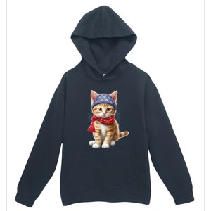 American Cat 4th Of July Cat Patriotic Cats Manx Kitten Urban Pullover Hoodie