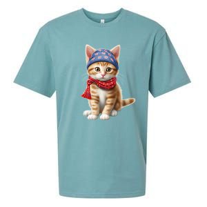 American Cat 4th Of July Cat Patriotic Cats Manx Kitten Sueded Cloud Jersey T-Shirt