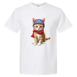 American Cat 4th Of July Cat Patriotic Cats Manx Kitten Garment-Dyed Heavyweight T-Shirt