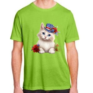 American Cat 4th Of July Cat Patriotic Cats Somali Kitten Adult ChromaSoft Performance T-Shirt