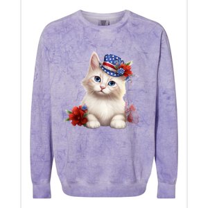 American Cat 4th Of July Cat Patriotic Cats Somali Kitten Colorblast Crewneck Sweatshirt