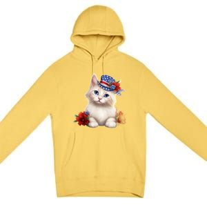 American Cat 4th Of July Cat Patriotic Cats Somali Kitten Premium Pullover Hoodie