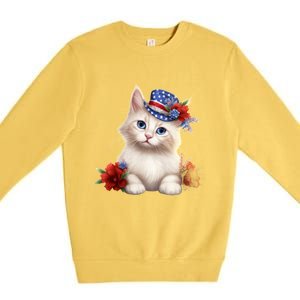 American Cat 4th Of July Cat Patriotic Cats Somali Kitten Premium Crewneck Sweatshirt