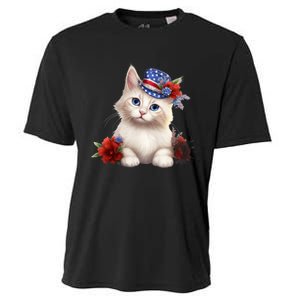 American Cat 4th Of July Cat Patriotic Cats Somali Kitten Cooling Performance Crew T-Shirt