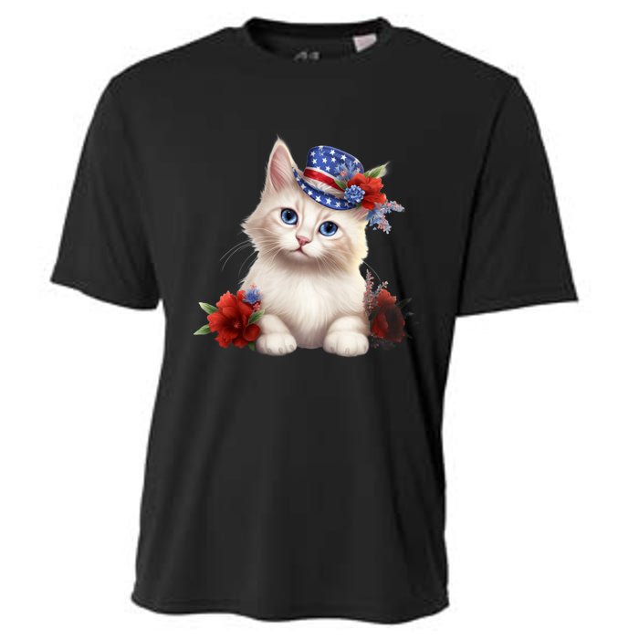 American Cat 4th Of July Cat Patriotic Cats Somali Kitten Cooling Performance Crew T-Shirt