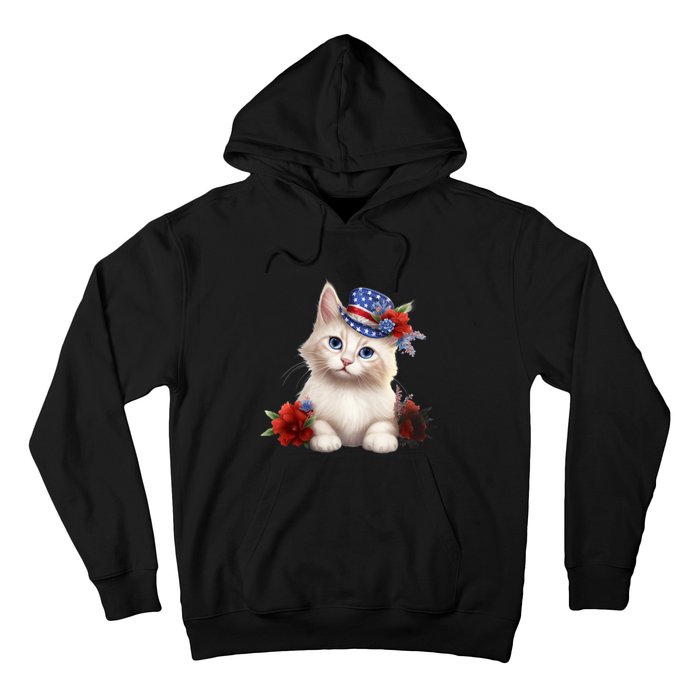 American Cat 4th Of July Cat Patriotic Cats Somali Kitten Hoodie