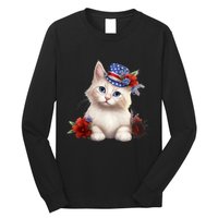 American Cat 4th Of July Cat Patriotic Cats Somali Kitten Long Sleeve Shirt