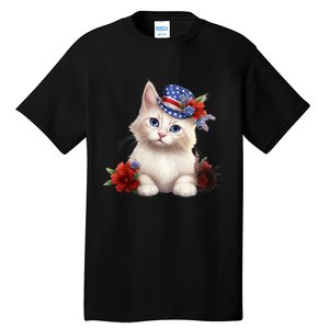 American Cat 4th Of July Cat Patriotic Cats Somali Kitten Tall T-Shirt