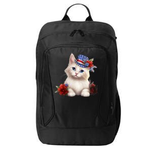 American Cat 4th Of July Cat Patriotic Cats Somali Kitten City Backpack