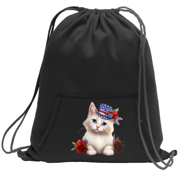 American Cat 4th Of July Cat Patriotic Cats Somali Kitten Sweatshirt Cinch Pack Bag