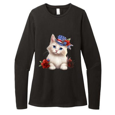 American Cat 4th Of July Cat Patriotic Cats Somali Kitten Womens CVC Long Sleeve Shirt