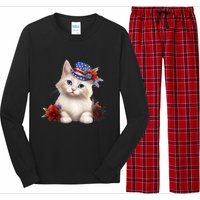 American Cat 4th Of July Cat Patriotic Cats Somali Kitten Long Sleeve Pajama Set