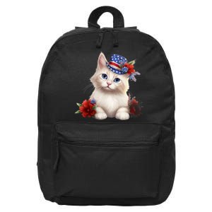 American Cat 4th Of July Cat Patriotic Cats Somali Kitten 16 in Basic Backpack