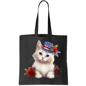 American Cat 4th Of July Cat Patriotic Cats Somali Kitten Tote Bag