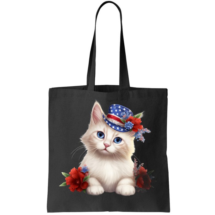 American Cat 4th Of July Cat Patriotic Cats Somali Kitten Tote Bag