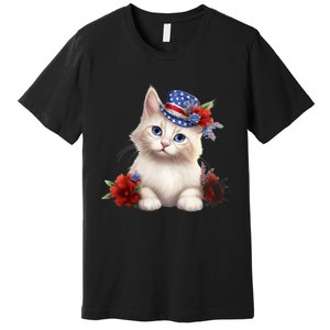 American Cat 4th Of July Cat Patriotic Cats Somali Kitten Premium T-Shirt