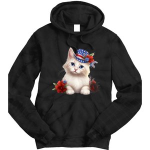 American Cat 4th Of July Cat Patriotic Cats Somali Kitten Tie Dye Hoodie