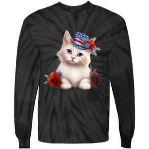 American Cat 4th Of July Cat Patriotic Cats Somali Kitten Tie-Dye Long Sleeve Shirt