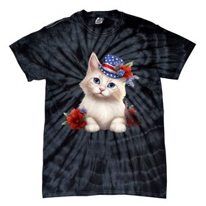 American Cat 4th Of July Cat Patriotic Cats Somali Kitten Tie-Dye T-Shirt