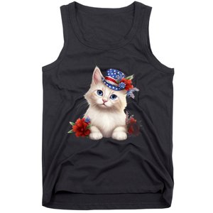 American Cat 4th Of July Cat Patriotic Cats Somali Kitten Tank Top