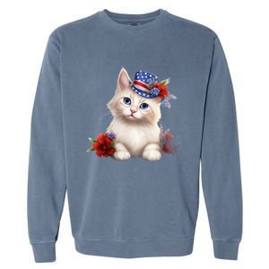 American Cat 4th Of July Cat Patriotic Cats Somali Kitten Garment-Dyed Sweatshirt