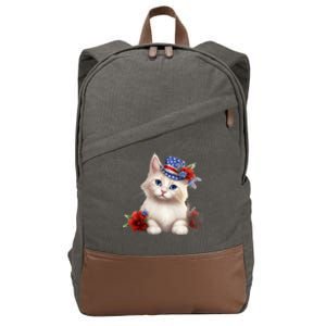 American Cat 4th Of July Cat Patriotic Cats Somali Kitten Cotton Canvas Backpack