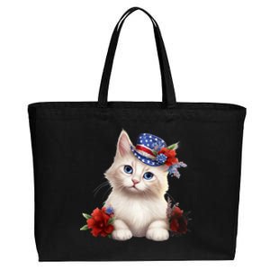 American Cat 4th Of July Cat Patriotic Cats Somali Kitten Cotton Canvas Jumbo Tote