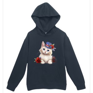 American Cat 4th Of July Cat Patriotic Cats Somali Kitten Urban Pullover Hoodie