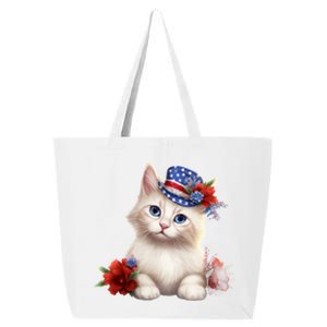 American Cat 4th Of July Cat Patriotic Cats Somali Kitten 25L Jumbo Tote